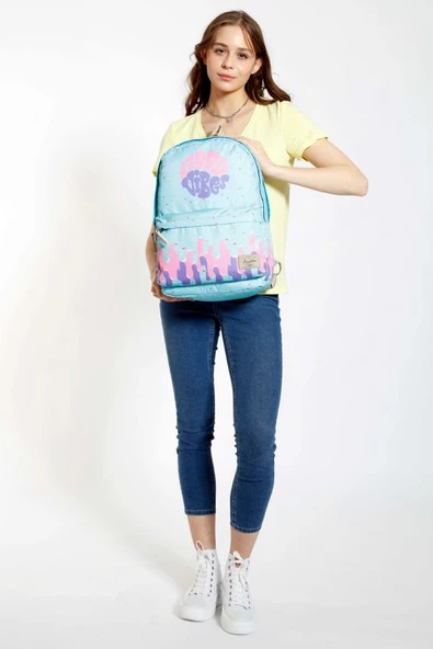 Kaukko Layer Turkuaz Pembe Okul ve Günlük Sırt Çantası - Good Vibes - Kız - Resim 4