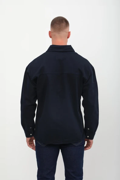 Erkek Oversize Jean Gömlek Lacivert - 5