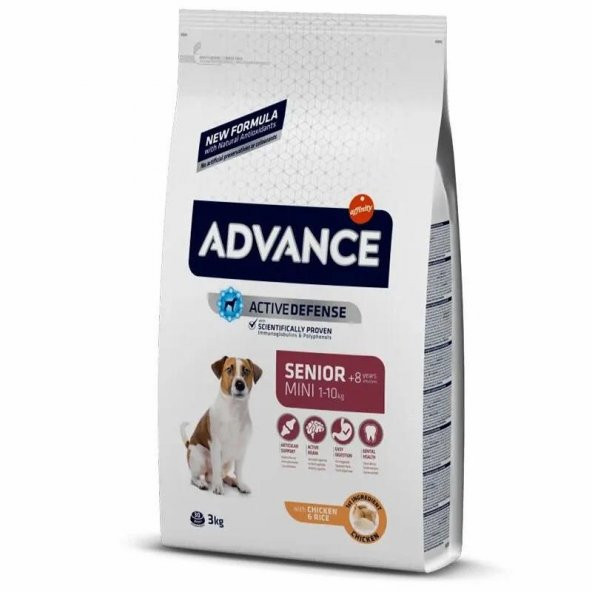 Advance Mini Senior 8+ Tavuklu Küçük Irk Yaşlı Köpek Maması 3 KG