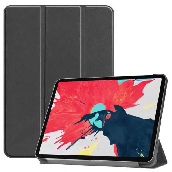 Apple iPad Air 10.9 2020 (4.Nesil) Zore Smart Cover Standlı 1-1 Kılıf  Siyah
