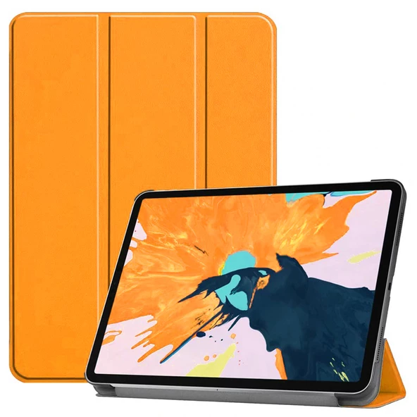 Apple iPad Air 10.9 2020 (4.Nesil) Zore Smart Cover Standlı 1-1 Kılıf  Turuncu