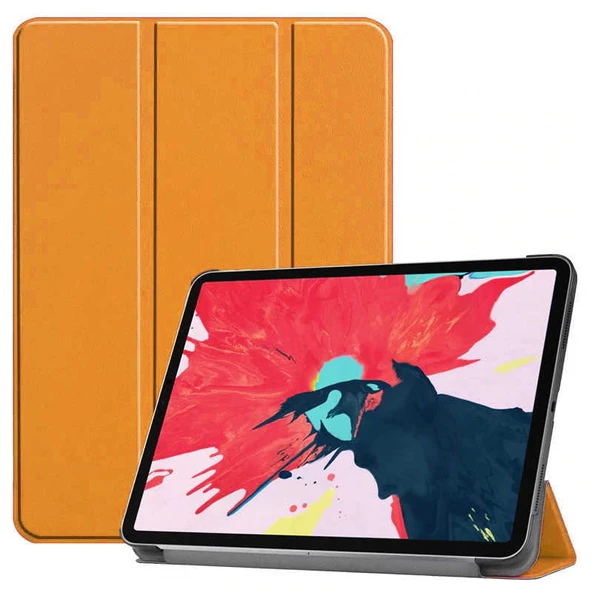 Apple iPad Pro 11 2020 (2.Nesil) Zore Smart Cover Standlı 1-1 Kılıf  Turuncu