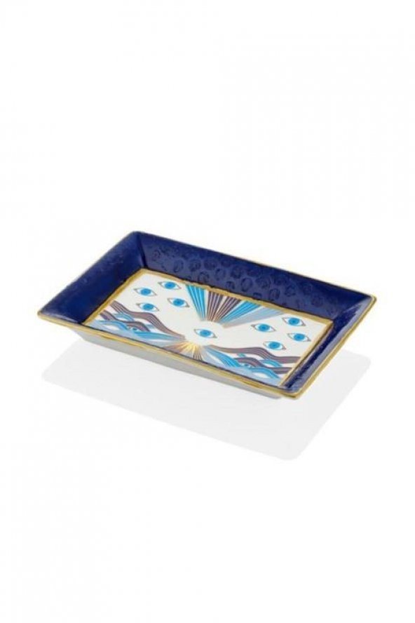 Lamedore Blue Eye Mavı Beyaz Dekoratıf Tabak 17.8x12x2.6 Cm 1JB-20130