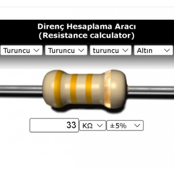 OEM 33 Kr (Kiloohm) Direnç 1/4 Watt (5 Adet)