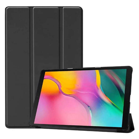 Samsung Galaxy T720 Tab S5E Zore Smart Cover Standlı 1-1 Kılıf  Siyah