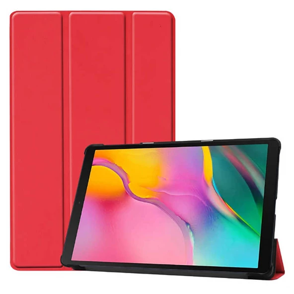 Samsung Galaxy Tab A 8.0 (2019) T290 Zore Smart Cover Standlı 1-1 Kılıf  Kırmızı