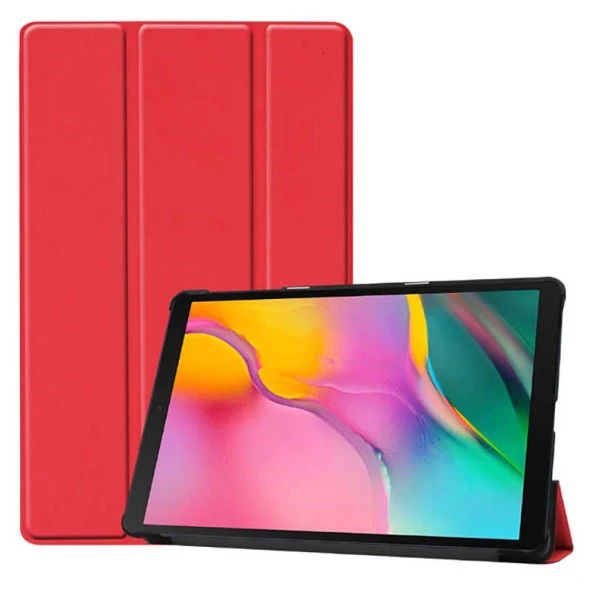 Samsung Galaxy Tab A 8.0 (2019) T290 Zore Smart Cover Standlı 1-1 Kılıf  Kırmızı