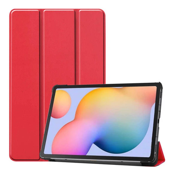 Samsung Galaxy Tab A T580 10.1 Zore Smart Cover Standlı 1-1 Kılıf  Kırmızı