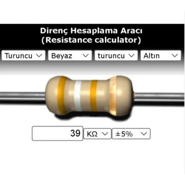 OEM 39 Kr (Kiloohm) Direnç 1/4 Watt (5 Adet) ürün görseli