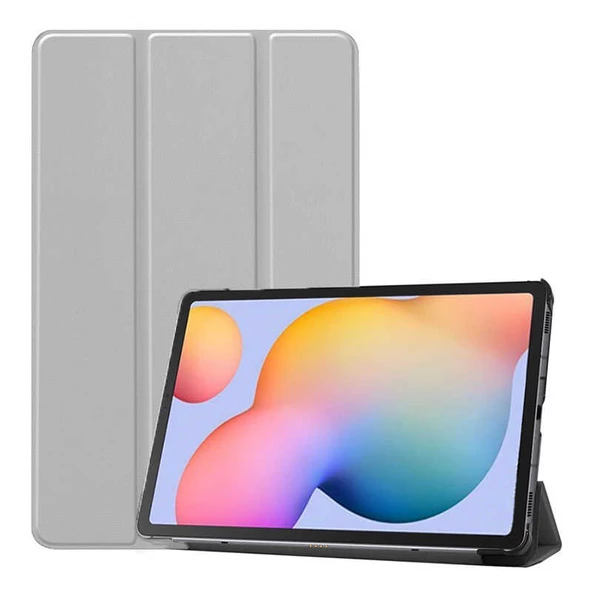 Samsung Galaxy Tab S6 Lite P610 Zore Smart Cover Standlı 1-1 Kılıf  Gri