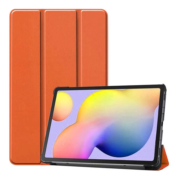 Samsung Galaxy Tab S7 FE LTE (T737-T736-T733-T730) Zore Smart Cover Standlı 1-1 Kılıf  Turuncu