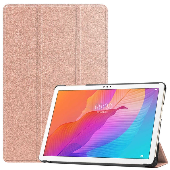 Huawei MatePad T10S Zore Smart Cover Standlı 1-1 Kılıf  Rose Gold