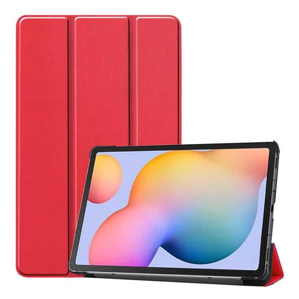 Lenovo M10 Plus TB-X606F Zore Smart Cover Standlı 1-1 Kılıf  Kırmızı