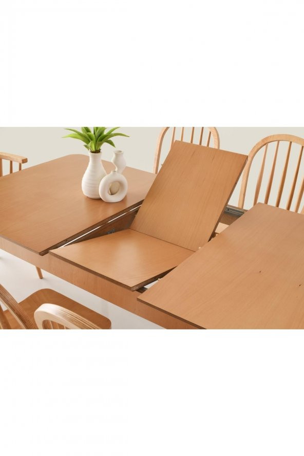 Erezoğulları Mobilya Zeta Amerikan Ağaç Açılır Yemek Masa Sandalye Takımı 90x140 - 2