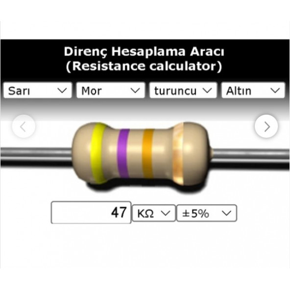 OEM 47 Kr (Kiloohm) Direnç 1 Watt (5 Adet)