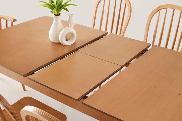 Erezoğulları Mobilya Zeta Alaçatı Ağaç Açılır Yemek Masa Sandalye Takımı 90x140cm - 3