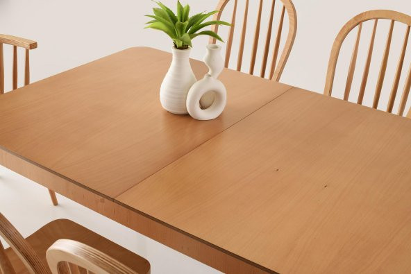 Erezoğulları Mobilya Zeta Alaçatı Ağaç Açılır Yemek Masa Sandalye Takımı 90x140cm - 4
