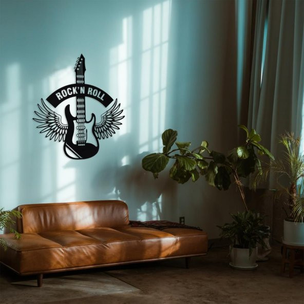 Veraart Kişiselleştirilebilir Kanatlı Gitar Figürlü Duvar Dekorlu Gece Lambası 60 cm - 7