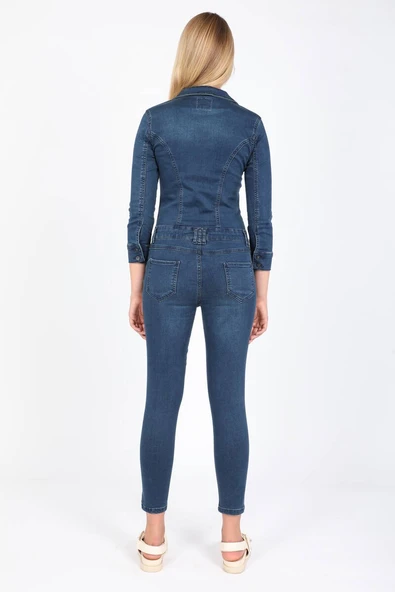 Banny Jeans Kadın Koyu Lacivert Jean Tulum Pantolon - 5