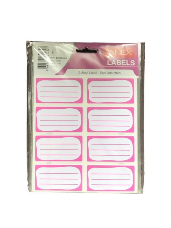Tanex okul etiketi Pembe bordürlü – (64*35 mm 40 adet)