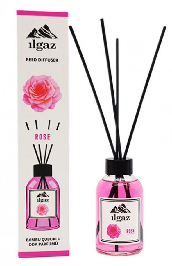 ILGAZ Gül Oda Kokusu Rose Homme Parfum 110 ml Bambu Çubuklu Dinlendirici Gül Çiçeği Oda Parfümü