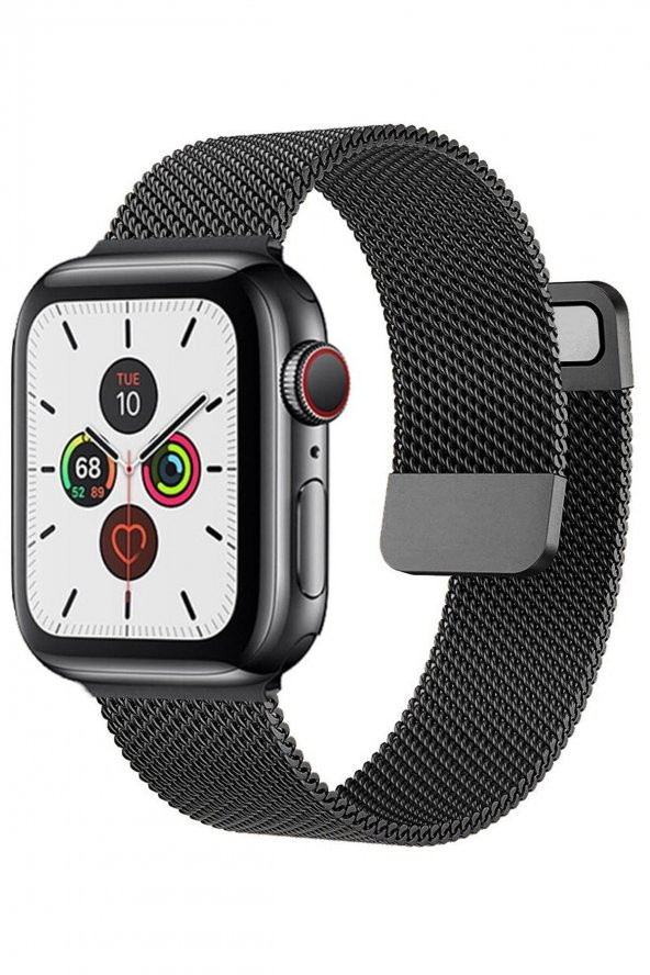 W26+ Kordon Watch 6 Plus Akıllı Saat Uyumlu 42-44 Mm Hasır Metal Siyah Kordon