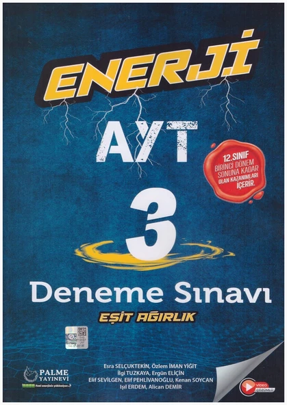 PALME AYT ENERJİ 3 EŞİT AĞIRLIK 1. DÖNEM DENEME SINAVI
