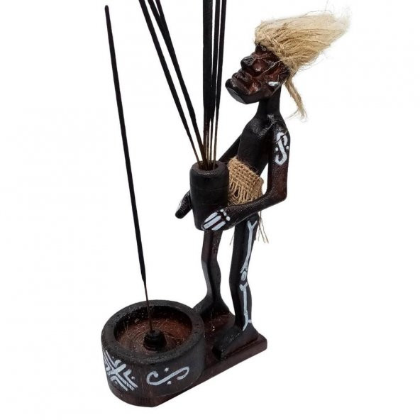 Ahşap Primitif Aborjin Tütsülük El Yapımı - Resim 2