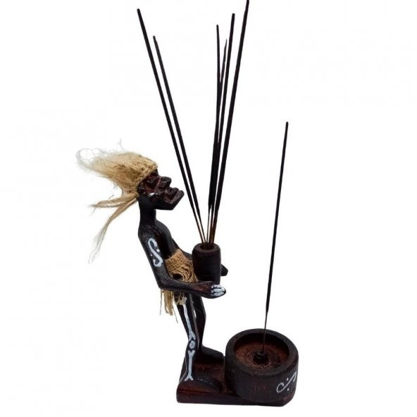 Ahşap Primitif Aborjin Tütsülük El Yapımı - Resim 3