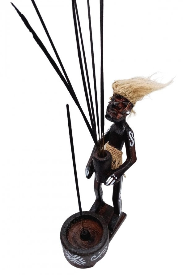 Ahşap Primitif Aborjin Tütsülük El Yapımı - Resim 8