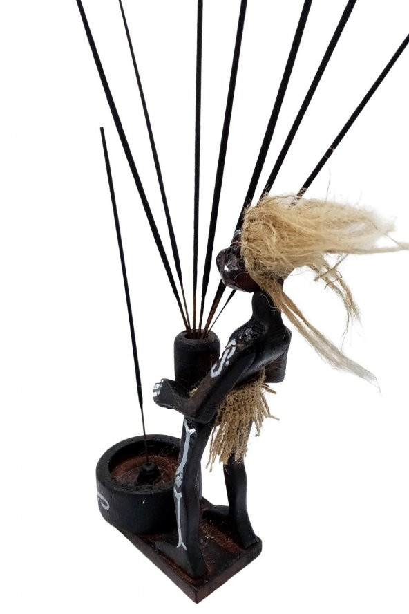 Ahşap Primitif Aborjin Tütsülük El Yapımı - Resim 9