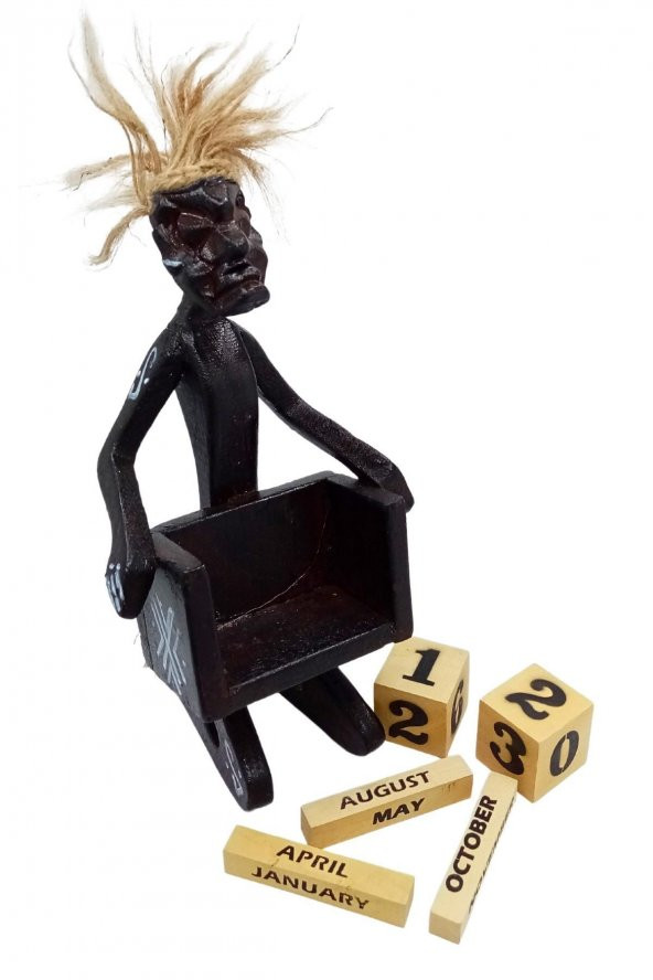 Ahşap Primitif Aborjin Takvim El Yapımı - Resim 9