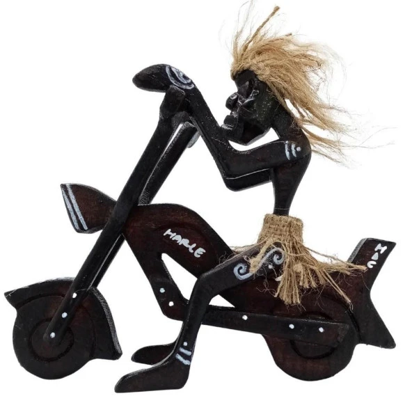 Ahşap Primitif Aborjin Motorcu El Yapımı - Resim 2