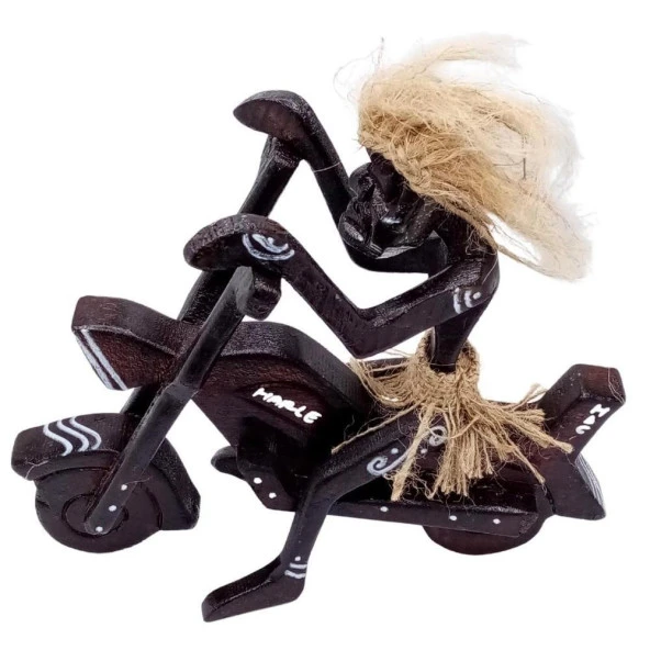 Ahşap Primitif Aborjin Motorcu El Yapımı - Resim 5