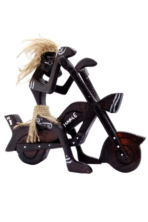 Ahşap Primitif Aborjin Motorcu El Yapımı - Resim 6