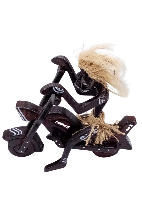 Ahşap Primitif Aborjin Motorcu El Yapımı - Resim 7