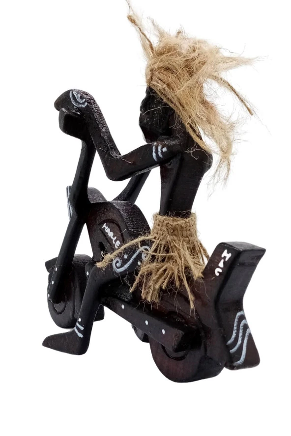 Ahşap Primitif Aborjin Motorcu El Yapımı - Resim 10