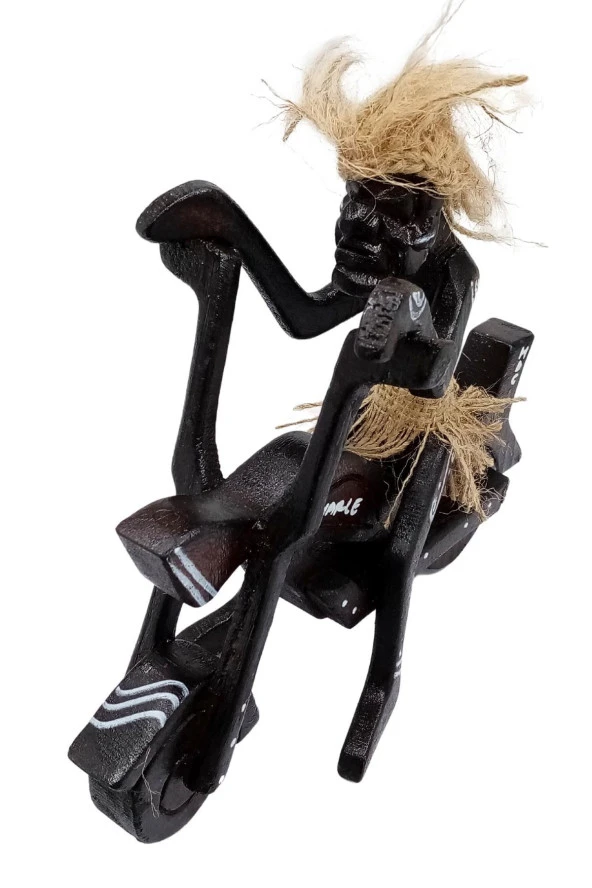 Ahşap Primitif Aborjin Motorcu El Yapımı - Resim 11