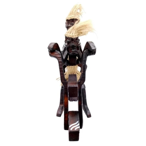 Ahşap Primitif Aborjin İkili Motorcu El Yapımı - Resim 5