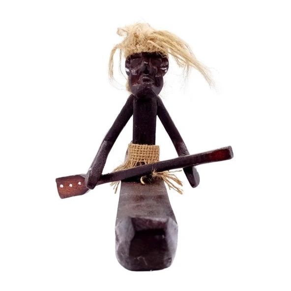 Ahşap Primitif Aborjin Tekli Kano El Yapımı - Resim 4