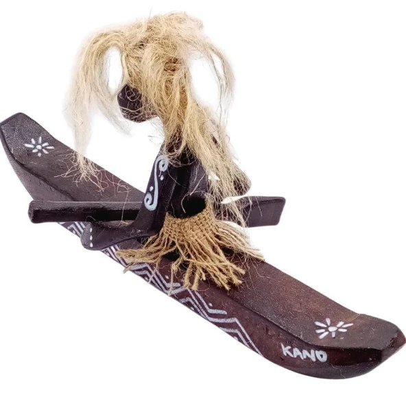 Ahşap Primitif Aborjin Tekli Kano El Yapımı - Resim 5