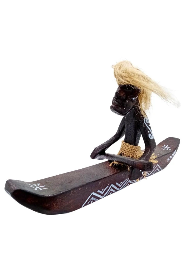 Ahşap Primitif Aborjin Tekli Kano El Yapımı - Resim 7