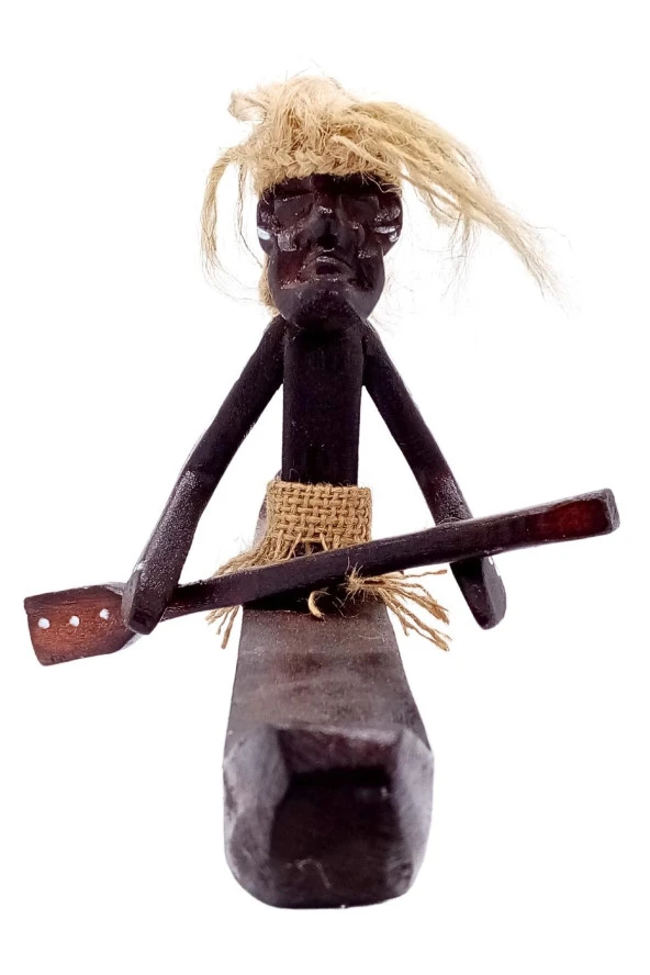 Ahşap Primitif Aborjin Tekli Kano El Yapımı - Resim 9