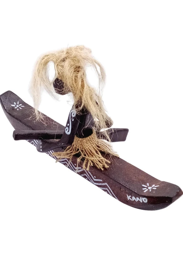 Ahşap Primitif Aborjin Tekli Kano El Yapımı - Resim 10