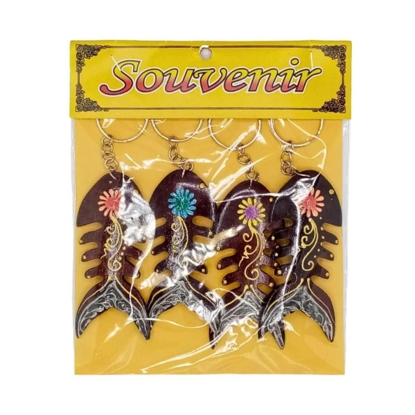 Hindistan Cevizi Kılçık Balık Anahtarlık Dörtlü Hediyelik Paket - Resim 2