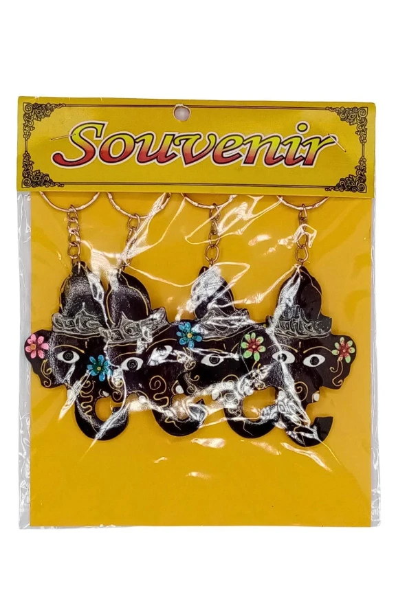 Hindistan Cevizi Fil Kafası Anahtarlık Dörtlü Hediyelik Paket - Resim 5