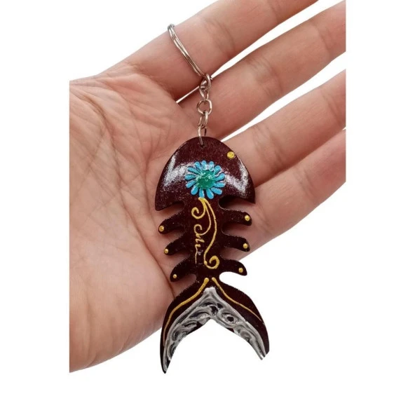 Hindistan Cevizi Kılçık Balık Anahtarlık Dörtlü Hediyelik Paket - Resim 3