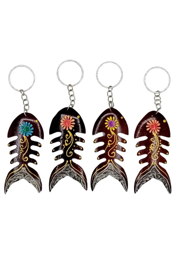 Hindistan Cevizi Kılçık Balık Anahtarlık Dörtlü Hediyelik Paket - Resim 4