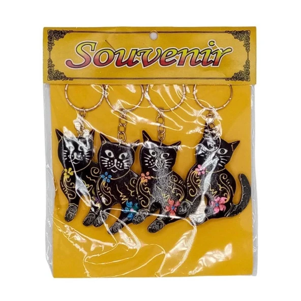 Hindistan Cevizi Kedi Anahtarlık Dörtlü Hediyelik Paket - Resim 2