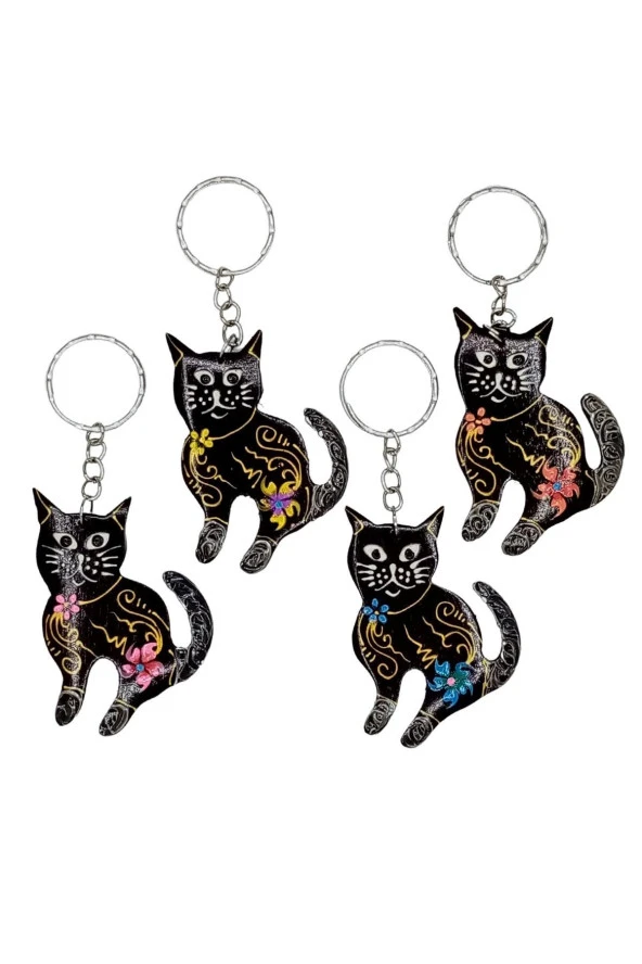 Hindistan Cevizi Kedi Anahtarlık Dörtlü Hediyelik Paket - Resim 4